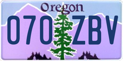 OR license plate 070ZBV