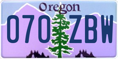 OR license plate 070ZBW