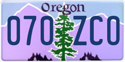 OR license plate 070ZCO