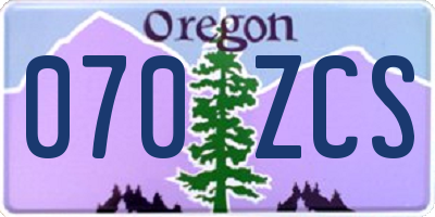 OR license plate 070ZCS