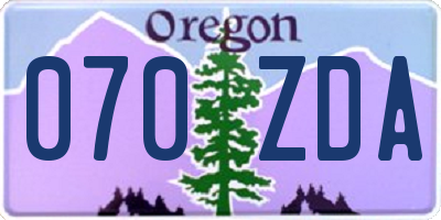 OR license plate 070ZDA