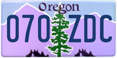 OR license plate 070ZDC