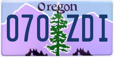 OR license plate 070ZDI