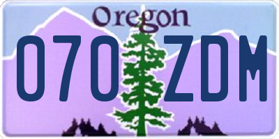 OR license plate 070ZDM