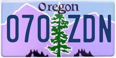 OR license plate 070ZDN