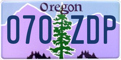 OR license plate 070ZDP