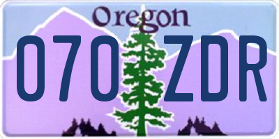 OR license plate 070ZDR
