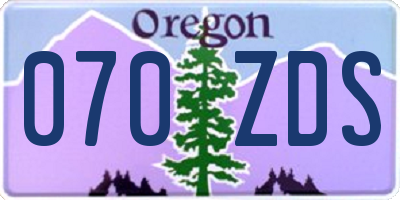 OR license plate 070ZDS