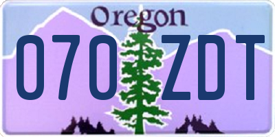 OR license plate 070ZDT