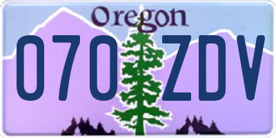OR license plate 070ZDV