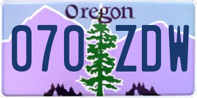 OR license plate 070ZDW