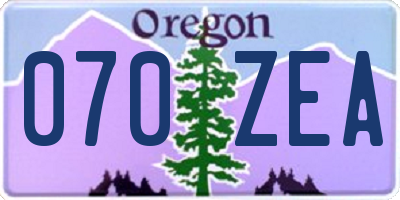 OR license plate 070ZEA