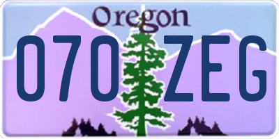 OR license plate 070ZEG