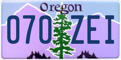 OR license plate 070ZEI