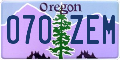 OR license plate 070ZEM