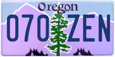 OR license plate 070ZEN
