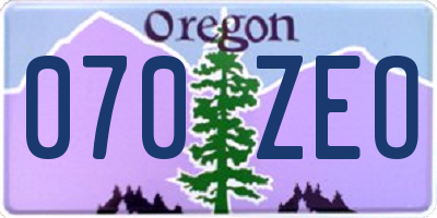 OR license plate 070ZEO
