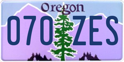 OR license plate 070ZES