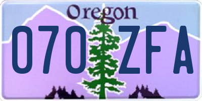 OR license plate 070ZFA