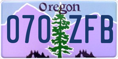 OR license plate 070ZFB