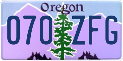OR license plate 070ZFG