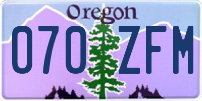 OR license plate 070ZFM