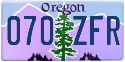 OR license plate 070ZFR