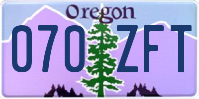 OR license plate 070ZFT
