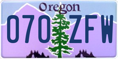 OR license plate 070ZFW