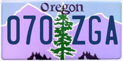 OR license plate 070ZGA