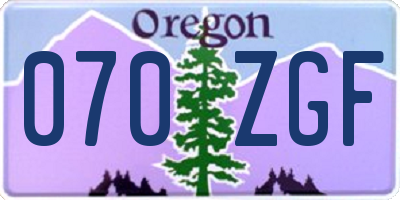 OR license plate 070ZGF