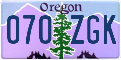 OR license plate 070ZGK