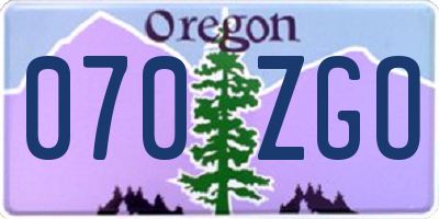 OR license plate 070ZGO
