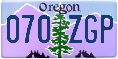 OR license plate 070ZGP