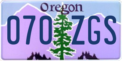 OR license plate 070ZGS
