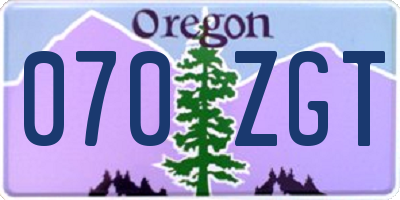 OR license plate 070ZGT