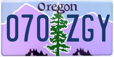 OR license plate 070ZGY