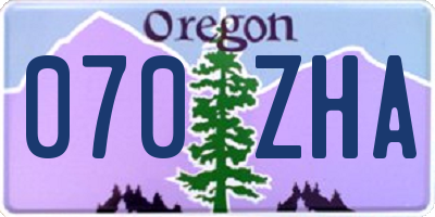 OR license plate 070ZHA