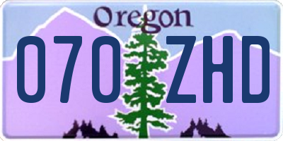 OR license plate 070ZHD