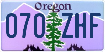 OR license plate 070ZHF