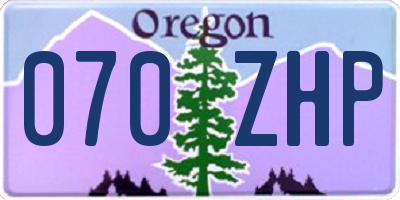 OR license plate 070ZHP