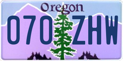 OR license plate 070ZHW