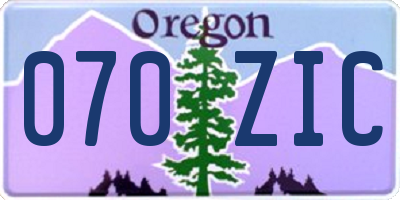 OR license plate 070ZIC