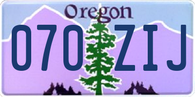 OR license plate 070ZIJ