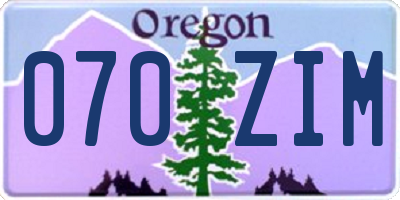 OR license plate 070ZIM