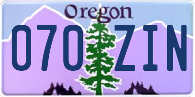 OR license plate 070ZIN