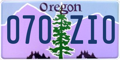 OR license plate 070ZIO