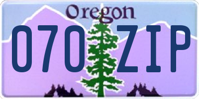 OR license plate 070ZIP
