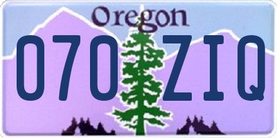 OR license plate 070ZIQ