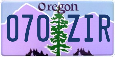 OR license plate 070ZIR